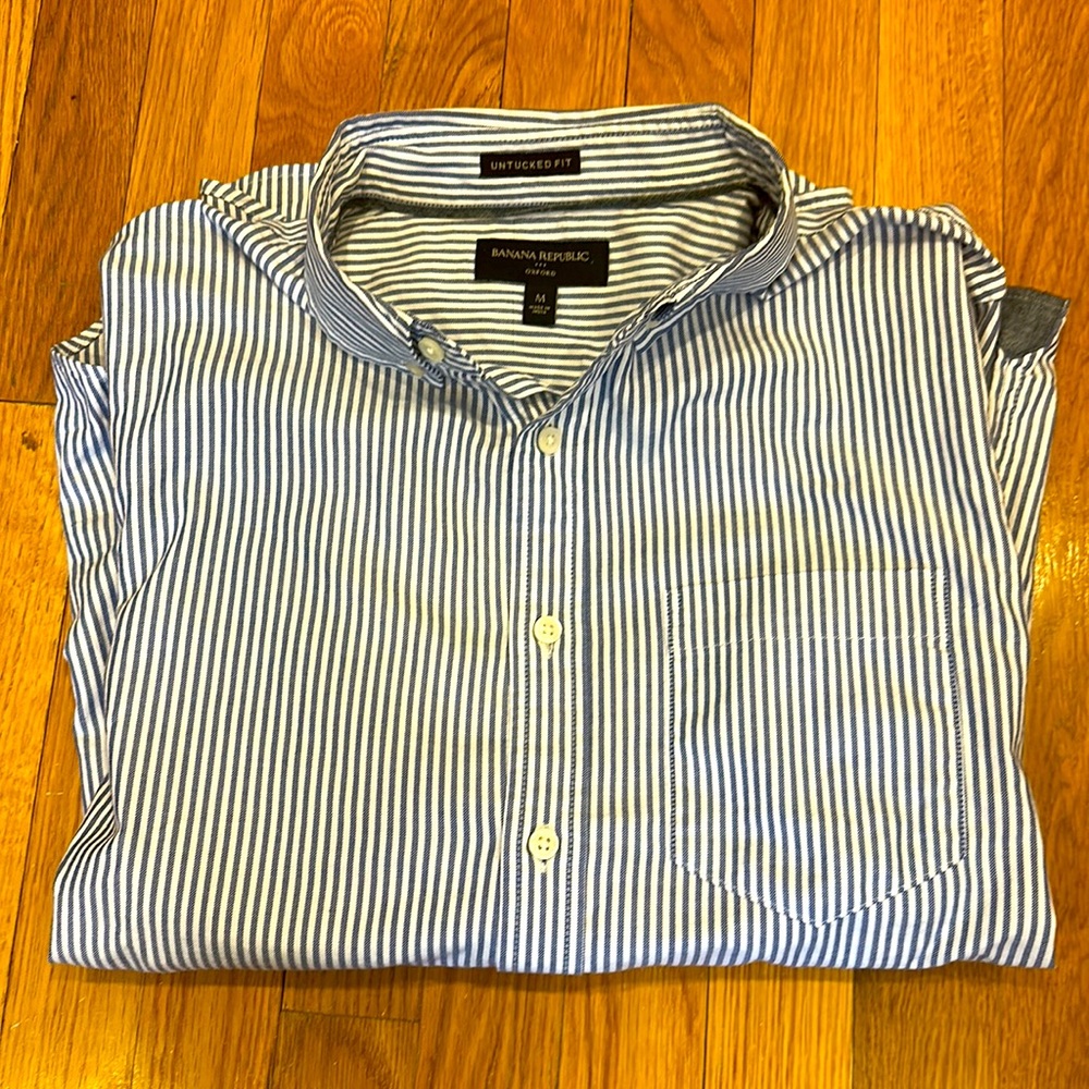 Men’s Banana Republic Oxford Seersucker Long Sleeve Shirt Size Medium